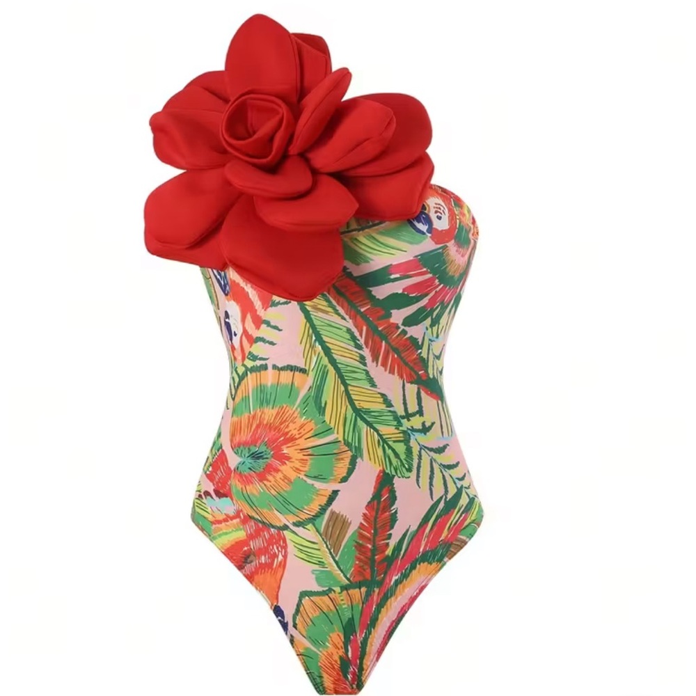Tropical Swimsuit With Cover Up - Picture 2 of 3